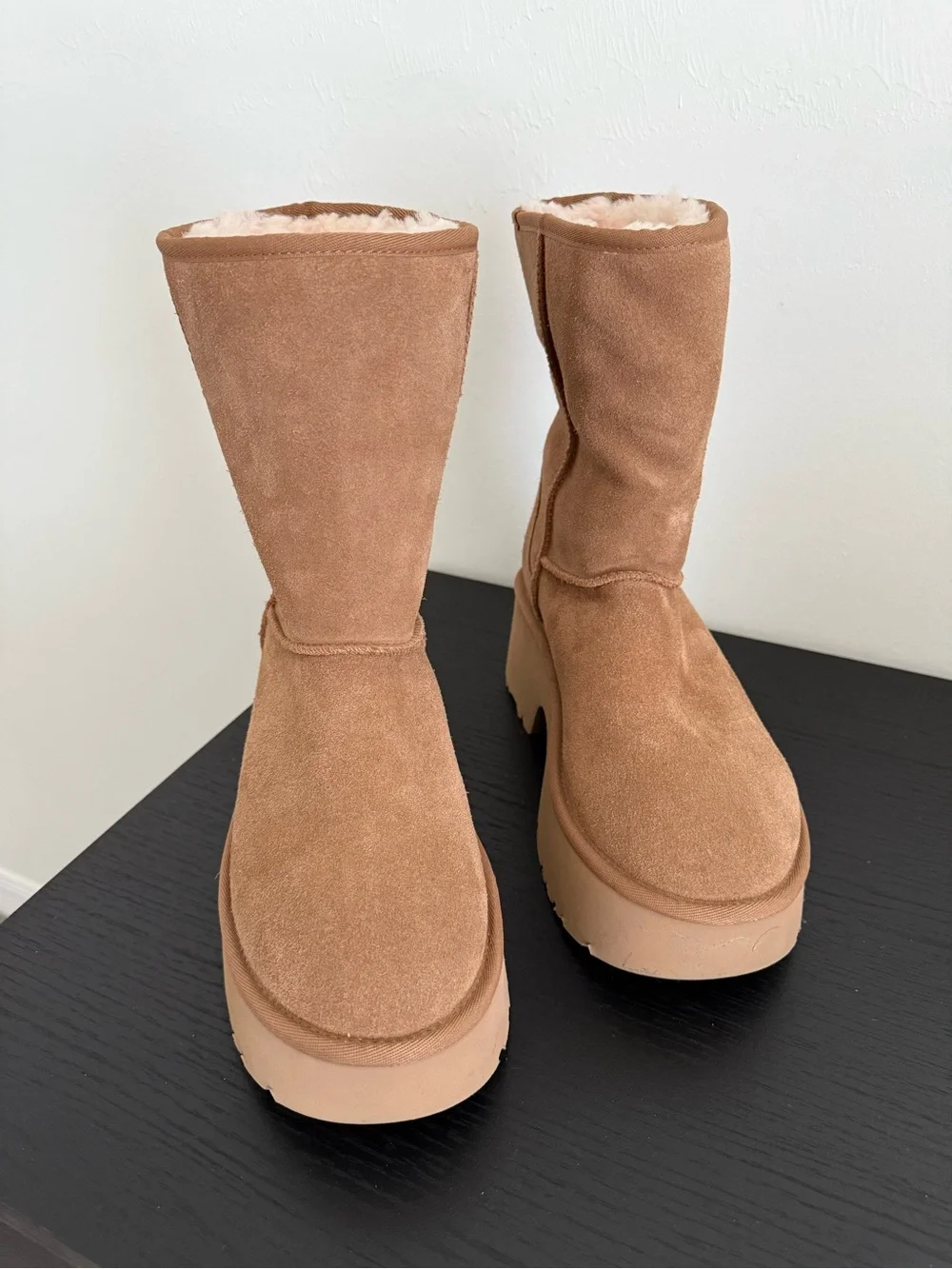 UGG Women's Chunky Platform Suede Boots in Tan
